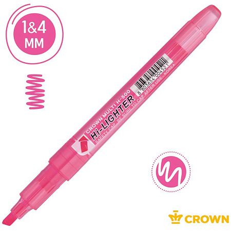 Текстовыделитель Crown "Multi Hi-Lighter" розовый, 1-4мм 