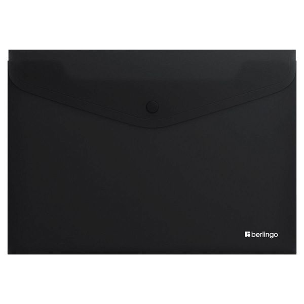Папка-конверт на кнопке Berlingo "Soft Touch", А4, 200мкм, софт-тач, черная