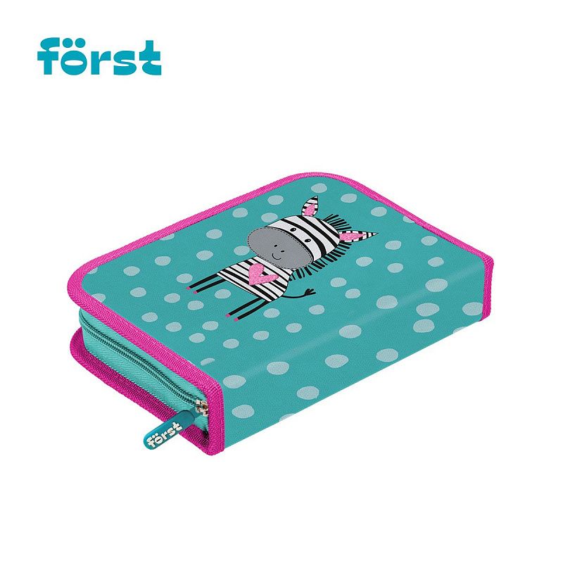 Пенал 1 отделение, 200*140*40 Först "Funny zebra", дополнительная откидная секция, полиэстер 