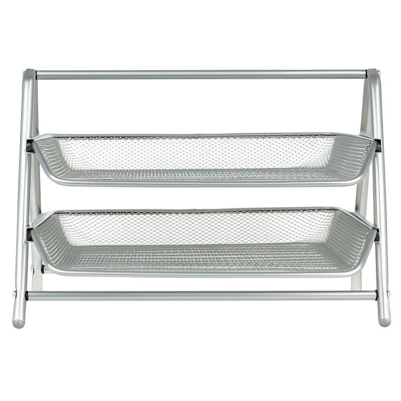 Лоток для бумаг горизонтальный СТАММ, 2 секции, металл, серебристый