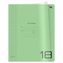 Тетрадь 18л., клетка BG "UniTone. Green", пластиковая прозрачная обложка