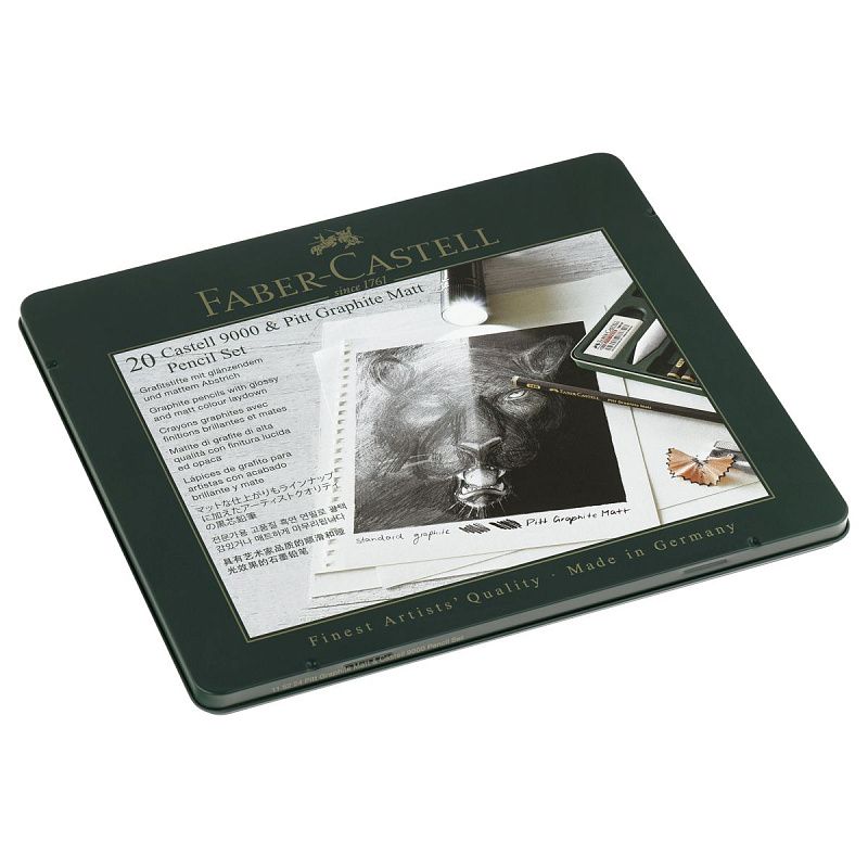 Набор карандашей ч/г Faber-Castell "Pitt Graphite Matt" и "Castell 9000", 20 предметов, заточен., метал. кор.