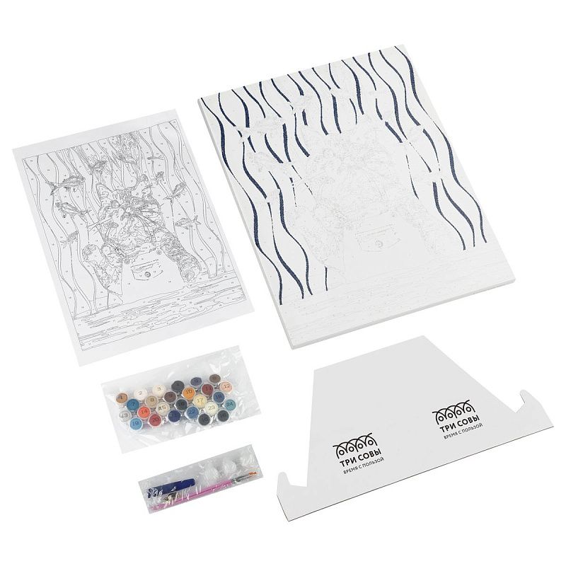 Картина по номерам на холсте с глиттером ТРИ СОВЫ "Кошачьи мечты", 40*50, с акриловыми красками и кистями