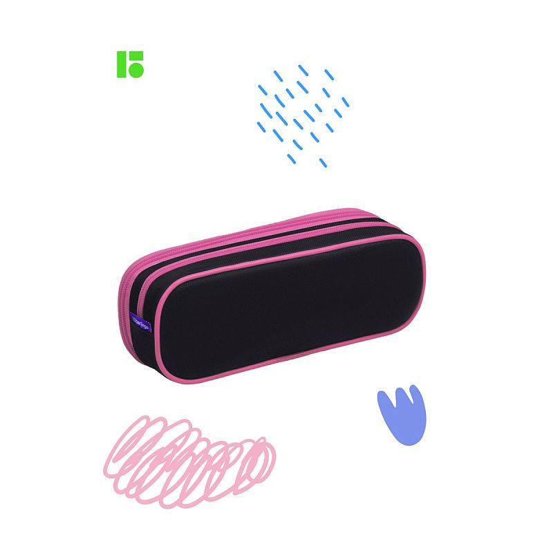 Пенал мягкий 2 отделения, 220*80*50 Berlingo "Chilled cat", полиэстер, внутренний органайзер 