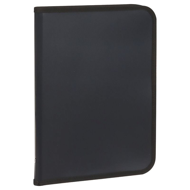 Папка на молнии СТАММ А4, 500мкм, пластик, молния вокруг, черная 