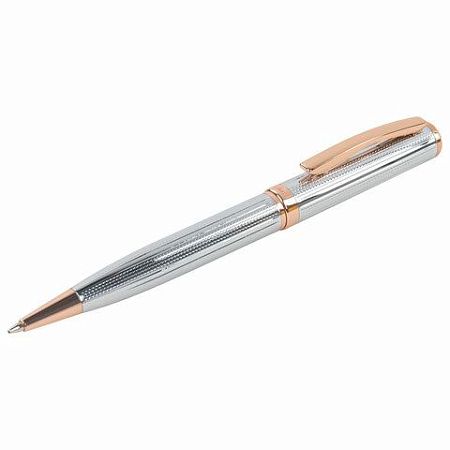 Ручка подарочная шариковая GALANT EPSILON, корпус серебро, детали розовое золото, узел 0,7 мм, линия письма 0,5 мм, синяя, 144171 