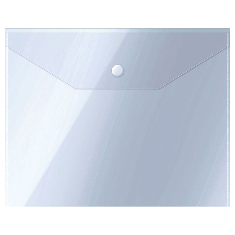 Папка-конверт на кнопке СТАММ А5 (190*240мм), 150мкм, пластик, прозрачная, ассорти 