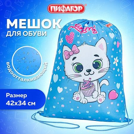 Мешок для обуви ПИФАГОР, 1 отделение, 42х34 см, "Yummy cupcake", 271603 