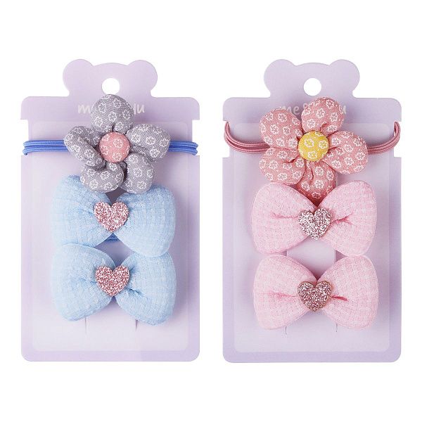 Набор аксессуаров для волос MESHU, резинка 1шт., заколки 2шт., ассорти, европодвес