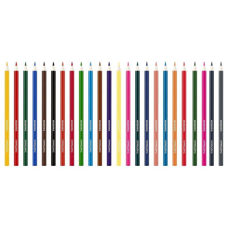 Карандаши цветные Красин "Мозаика", 24цв., шестигран., заточен., картон, европодвес