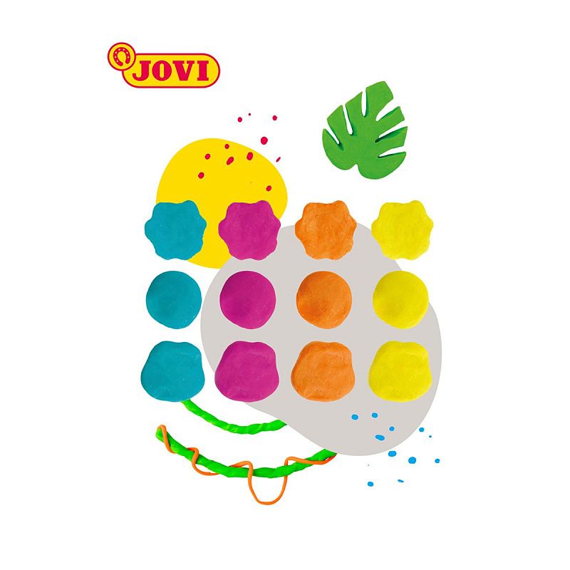 Пластилин JOVI, 06 цветов, 90г, растительный, флуоресцентный, картон, европодвес