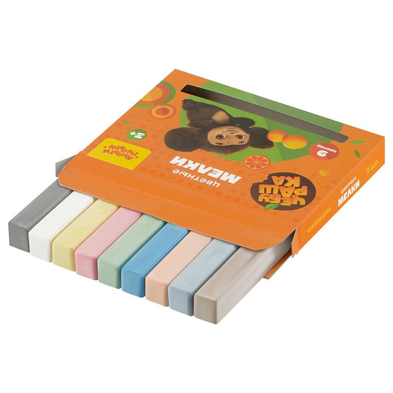 Мелки цветные Мульти-Пульти "Чебурашка", 9цв., картонная коробка, европодвес 