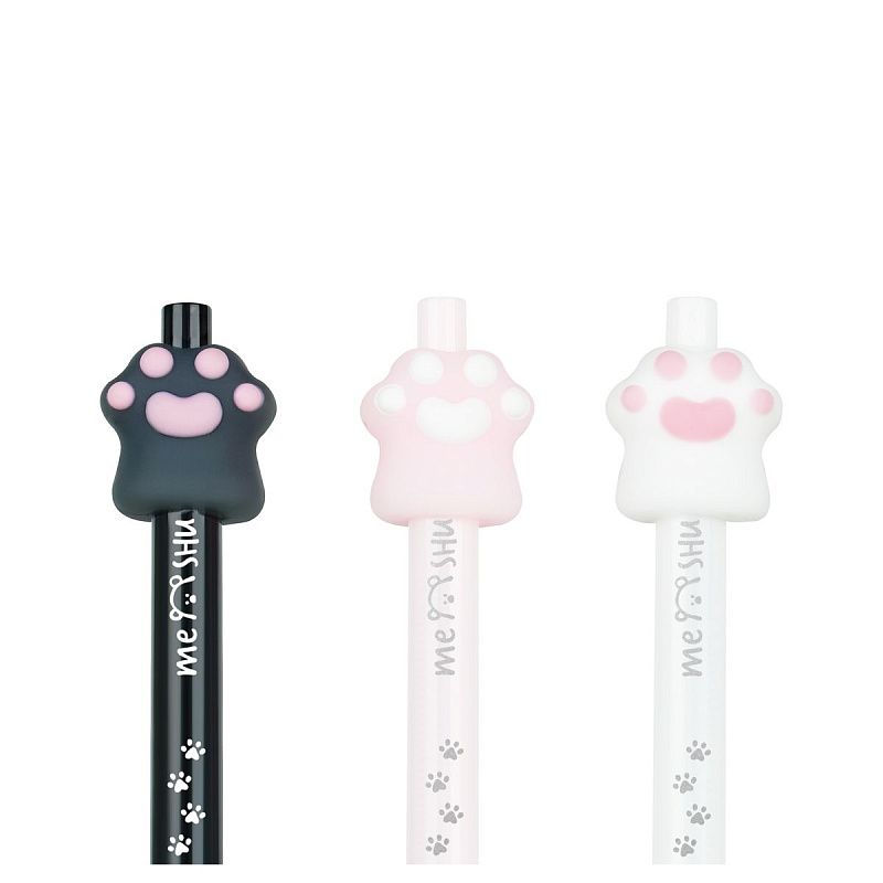 Ручка шариковая автоматическая MESHU "Nice paw" синяя, 0,7мм, корпус ассорти, с топпером 