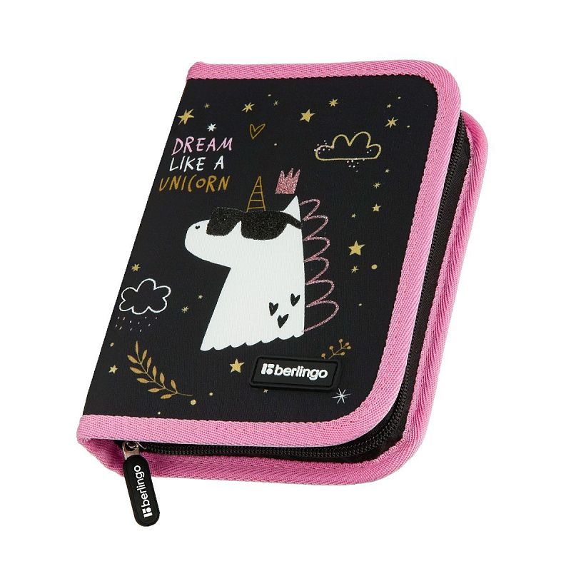Пенал 1 отделение, 200*140*40 Berlingo "Dream Like A Unicorn", дополнительная откидная секция, полиэстер