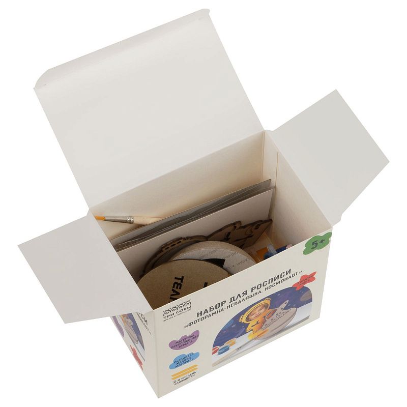 Набор для росписи ТРИ СОВЫ "Фоторамка-Неваляшка. Космонавт", с красками и кистью