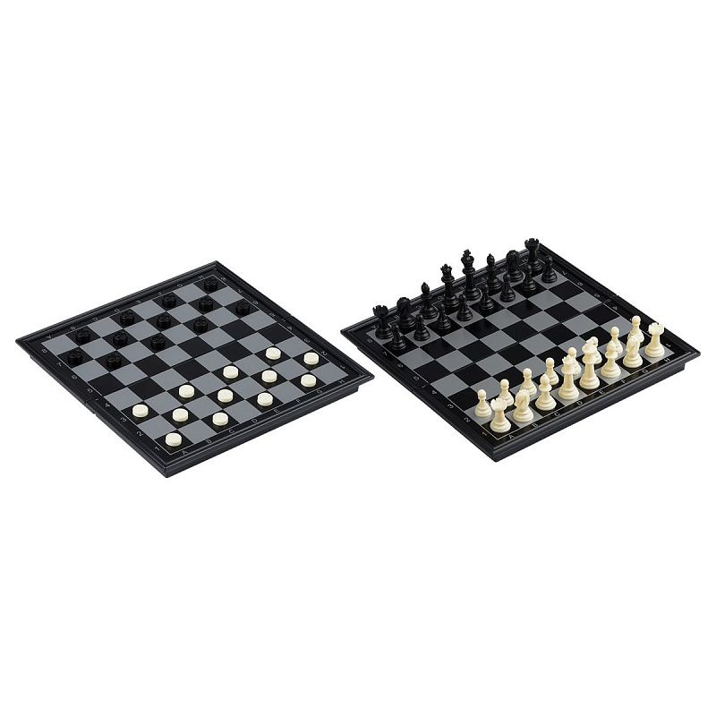 Набор игр ТРИ СОВЫ 3в1 "Нарды, шашки, шахматы", пластиковые магнитные фигуры с доской 24*24см