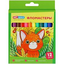 Фломастеры ArtSpace "Милые зверушки", 12цв., смываемые, картон, европодвес