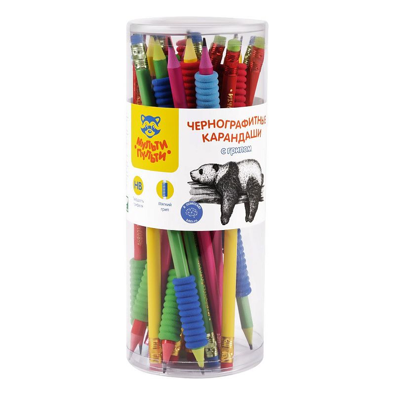 Карандаш ч/г Мульти-Пульти с грипом, HB, заточен., пластиковый 