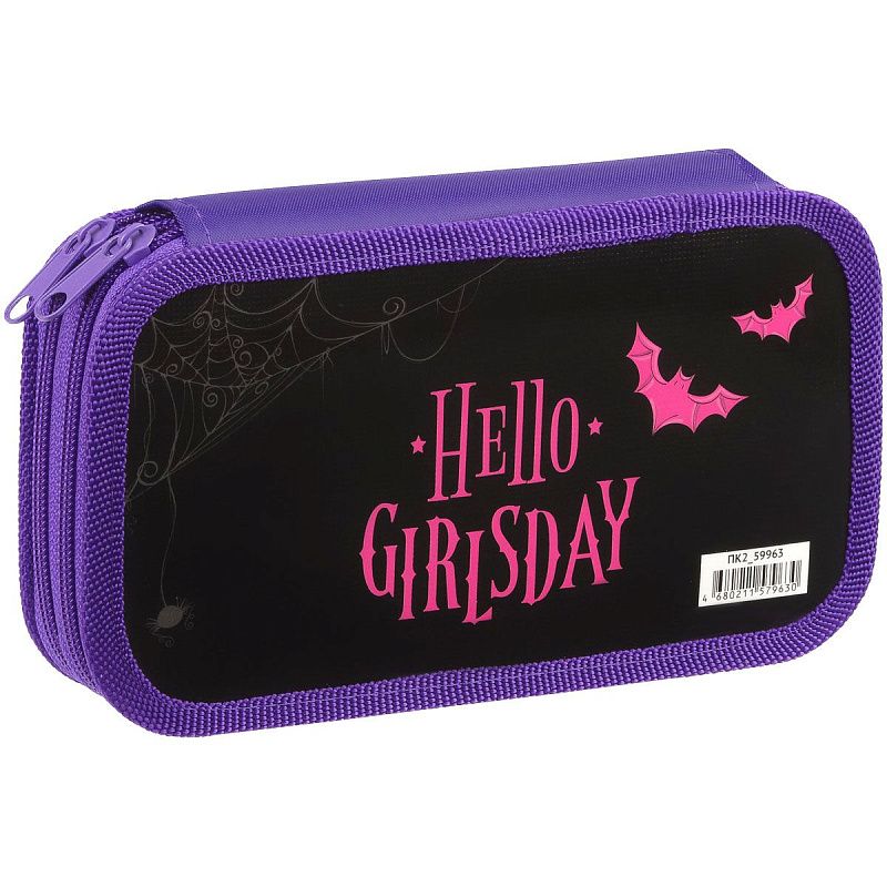 Пенал 2 отделения, 190*105 ArtSpace "GirlsDay", ламинированный картон 