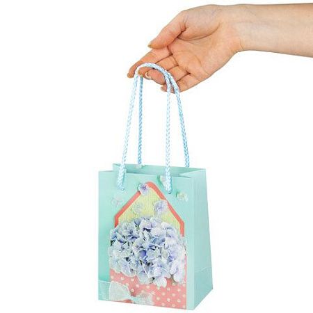 Пакет подарочный 11,4x6,4x14,6 см ЗОЛОТАЯ СКАЗКА "Summer Flowers", глиттер, голубой, 608246