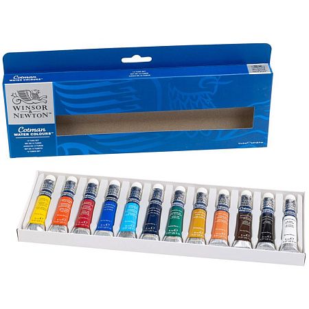 Акварель художественная Winsor&Newton "Cotman" для начинающих, 12цв., 8мл, туба, картонная коробка