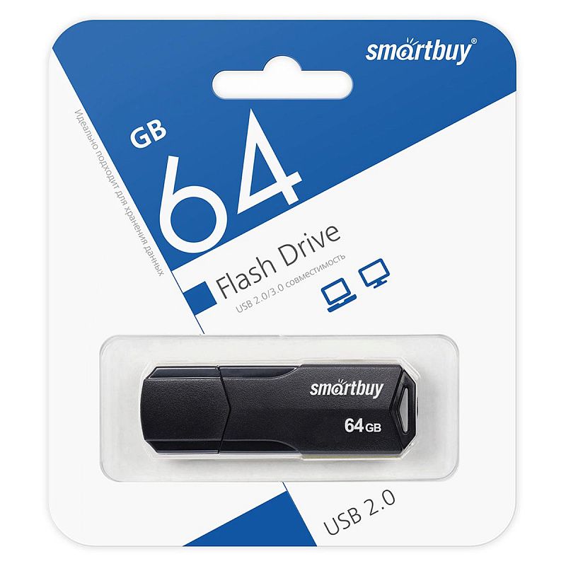 Память Smart Buy "Clue"  64GB, USB 2.0 Flash Drive, черный