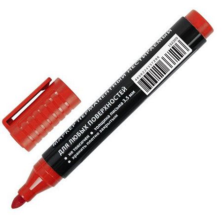 Маркер перманентный ULTRA MARKER, КРАСНЫЙ, 3,5 мм, с клипом, BRAUBERG, 152205 