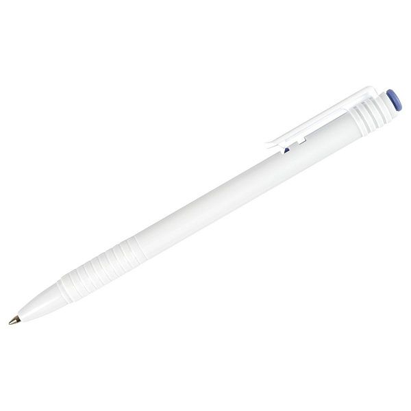 Ручка шариковая автоматическая СТАММ "500" синяя, 0,7мм, белый корпус