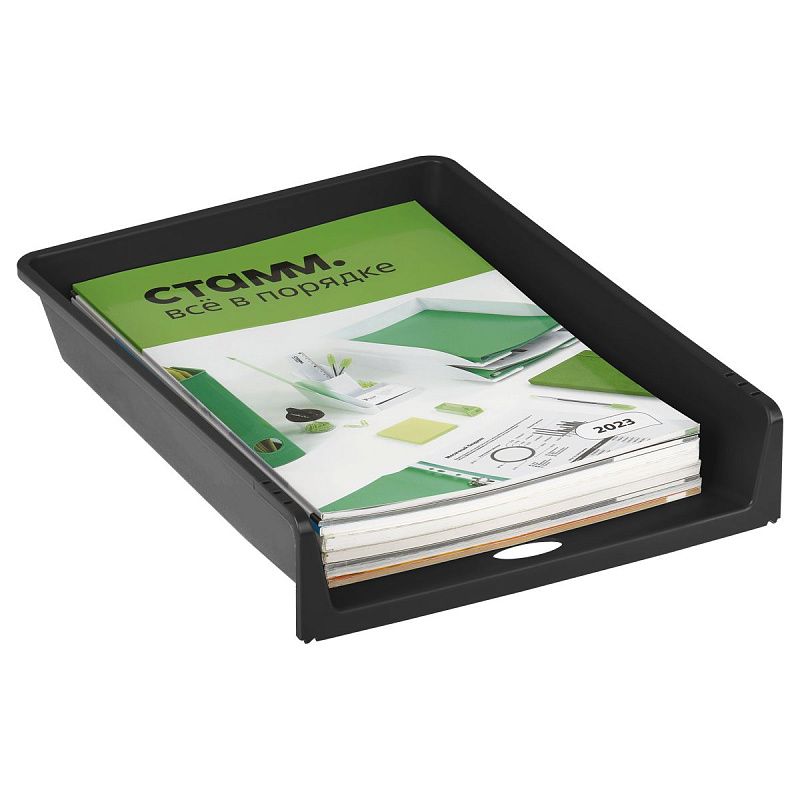Лоток для бумаг горизонтальный СТАММ "Базис", черный