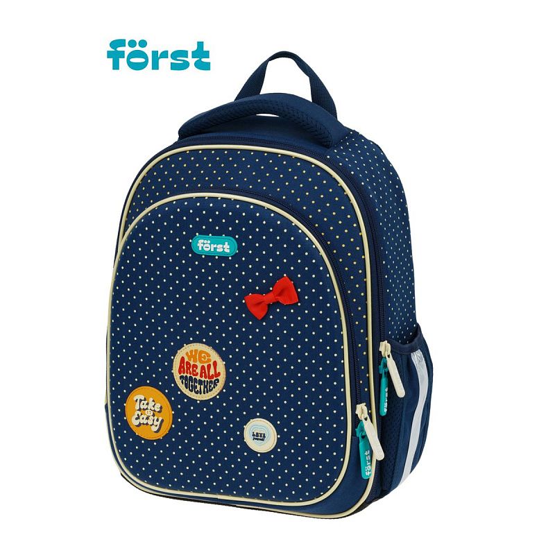 Ранец Först F-LIGHT "Горошек" 37*28*16см, 2 отделения, 2 кармана, анатомическая спинка 