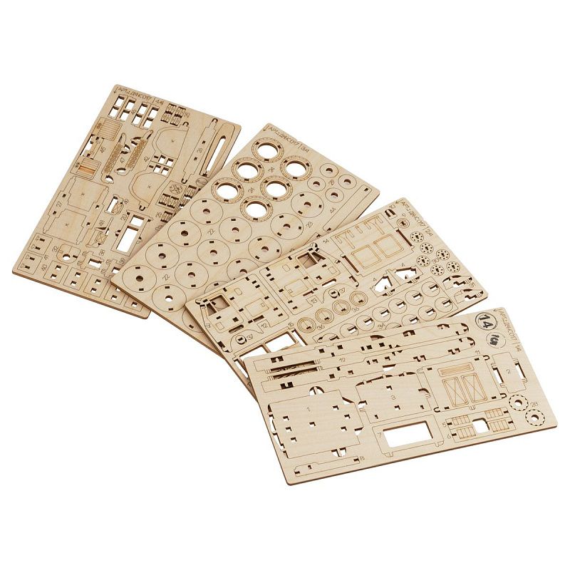 Конструктор деревянный ТРИ СОВЫ "Тягач", 14*5,8*6,5см, 130 деталей, картонная коробка 