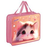Папка на молнии с ручками ЮНЛАНДИЯ А4, 1 отделение, пластик, 80 мм, Dreamy kitty, 273361