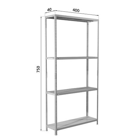 Стеллаж Практик MS 150KD 1450*750*400мм, 4 полки, серый, комплект