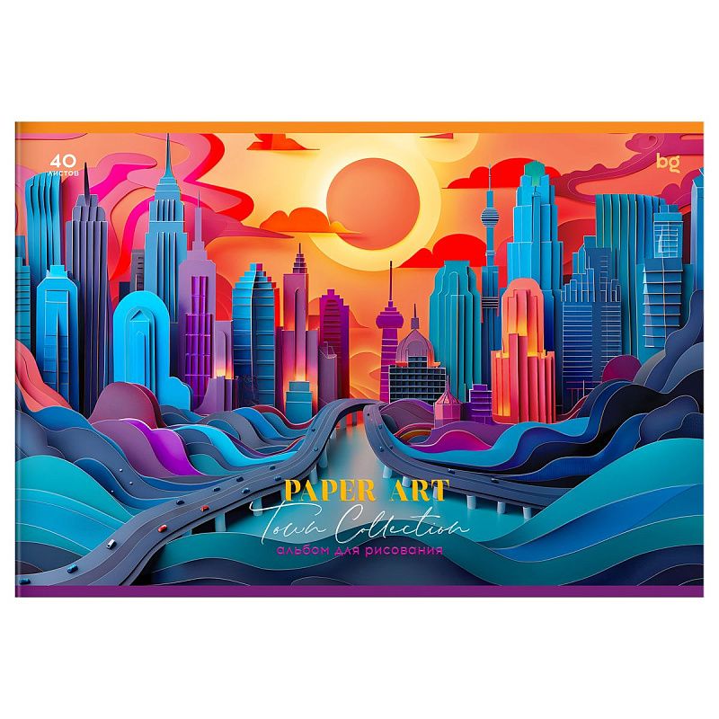 Альбом для рисования 40л., А4, на скрепке BG "Paper art", выб. лак