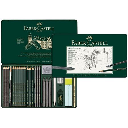 Набор карандашей ч/г Faber-Castell "Pitt Graphite", 26 предметов, заточен., метал. кор.