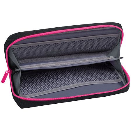Пенал мягкий 1 отделение, 1 карман, 215*95*44 Berlingo "Black and pink", полиэстер, внутренний органайзер 