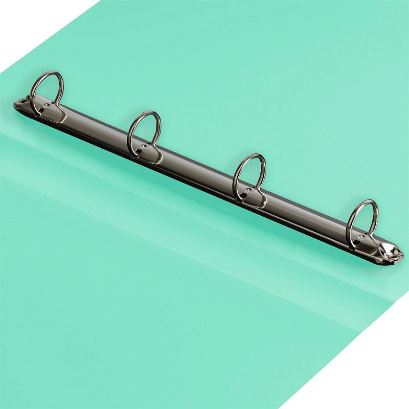 Папка на 4 кольцах СТАММ А4, 40мм, 500мкм, пластик, пастель, мятная 