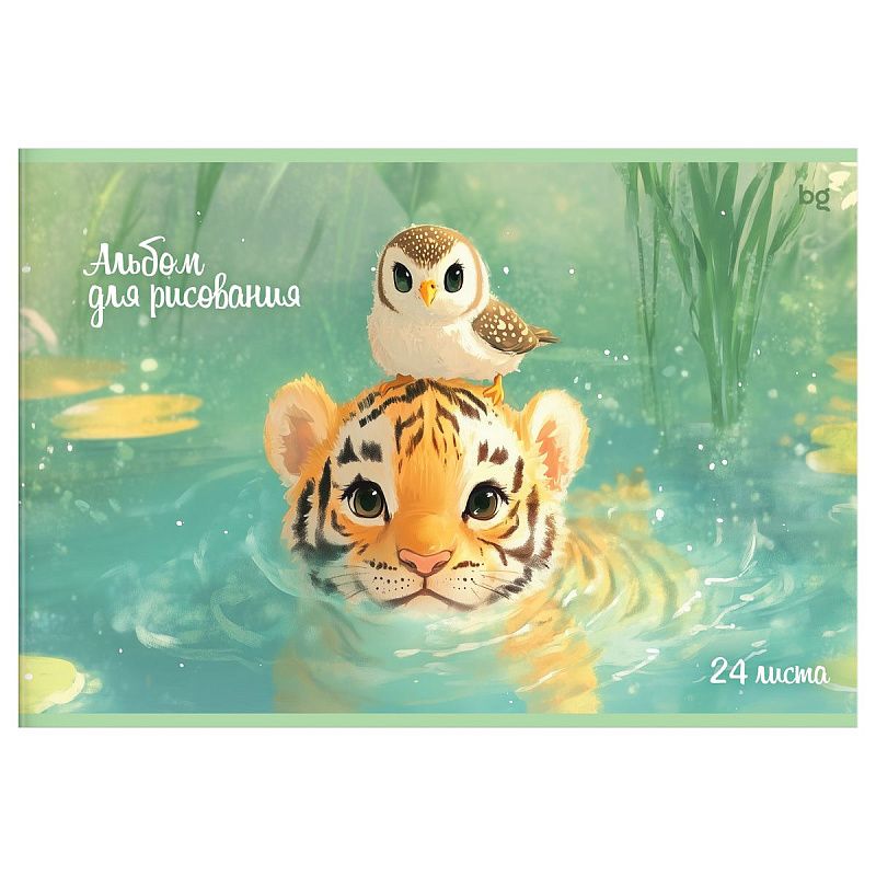 Альбом для рисования 24л., А4, на скрепке BG "Зверьки", эконом