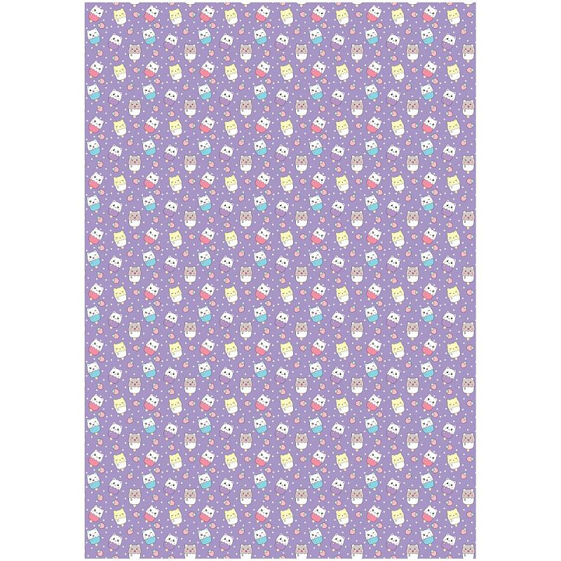 Упаковочная бумага глянц. 70*100см, MESHU "Милые зверята", 80г/м2, ассорти 5 дизайнов