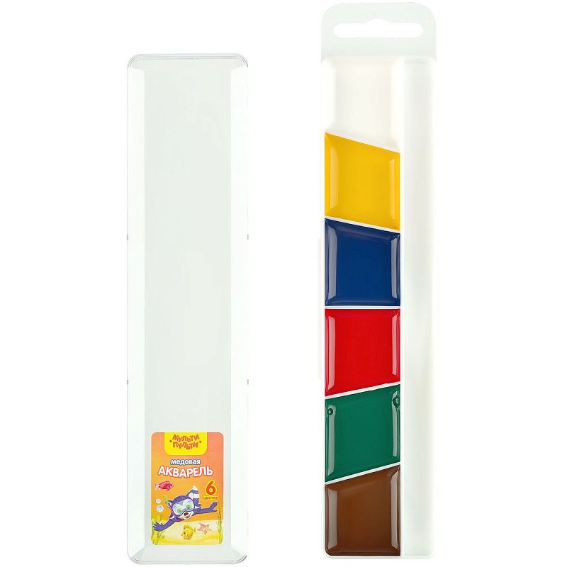 Акварель Мульти-Пульти "Енот в Красном море", медовая, 06 цветов, без кисти, пластик, европодвес