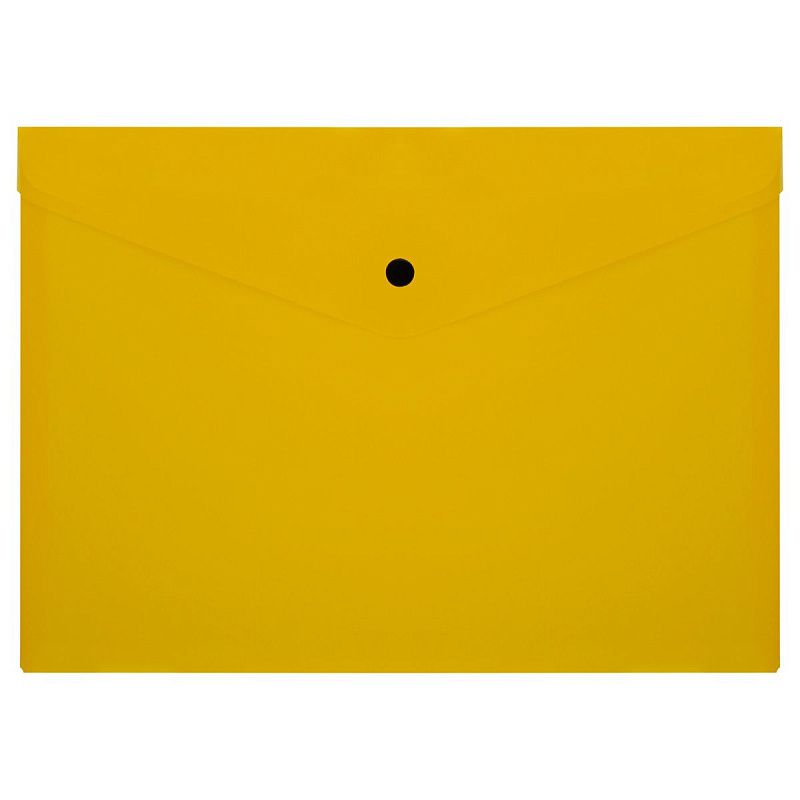 Папка-конверт на кнопке СТАММ А4, 150мкм, пластик, прозрачная, желтая