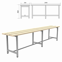 Скамья деревянная на металлокаркасе "СТ 4", 2000х350х460 мм, каркас металлический серый, сиденье дерево