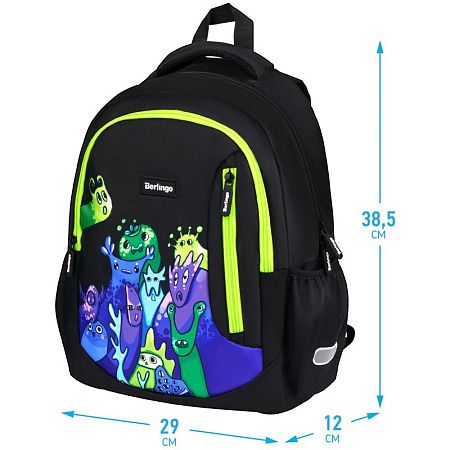 Рюкзак Berlingo Boom "Monsters" 38,5*29*12см, 2 отделения, 3 кармана, анатомическая ЭВА спинка 