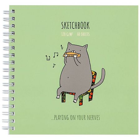Скетчбук 60л., 150*150 MESHU "Harmonicat", на гребне, выб. лак, soft-touch, 120г/м2