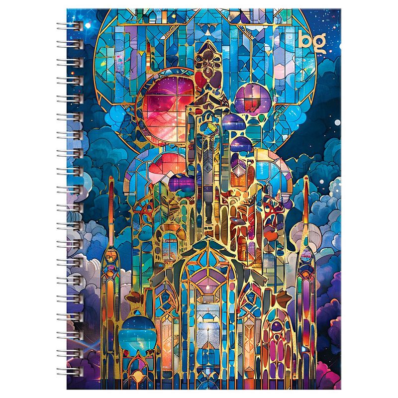 Записная книжка А6 80л., на гребне BG "Витраж", глянцевая ламинация, тиснение фольгой, твердая обложка