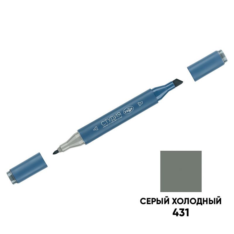 Маркер двусторонний для скетчинга Гамма "Студия", серый холодный, корпус трехгранный, пулевид./клиновид. наконечники