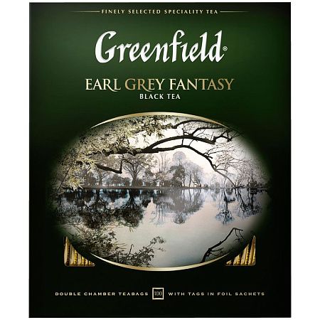 Чай Greenfield "Earl Grey", черный с бергамотом, 100 фольг. пакетиков по 2г