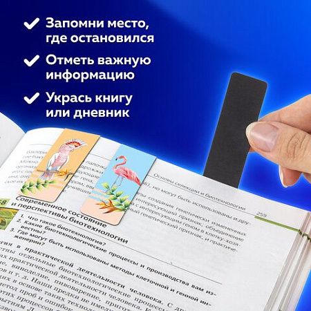 Закладки для книг МАГНИТНЫЕ, "MIX", набор 30 шт., 60x20 мм, BRAUBERG, 113175 