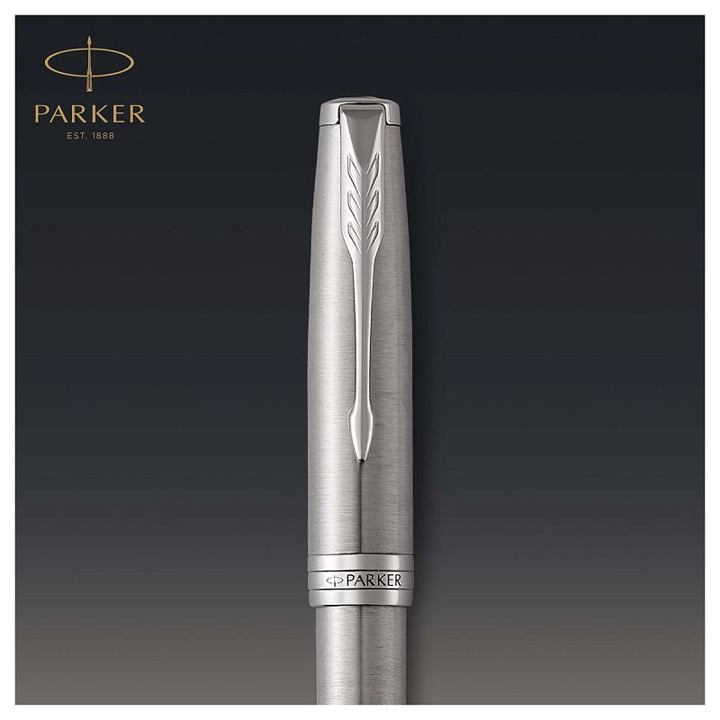 Ручка-роллер Parker "Sonnet Stainless Steel CT" черная, 0,8мм, подарочная упаковка 