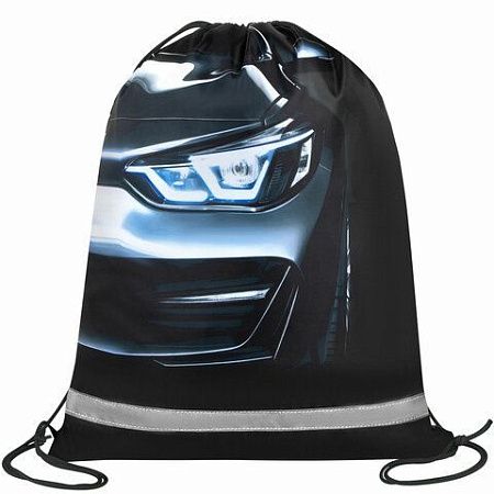 Мешок для обуви BRAUBERG KIDS, светоотражающая полоса, 46х36 см, Dark car, 273439